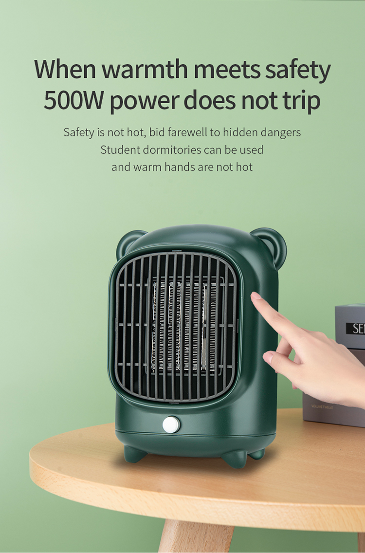 NO App-Controlled 500W Cute Design PTC Ceramic Room Desk Electric Hot Air Fan Heater