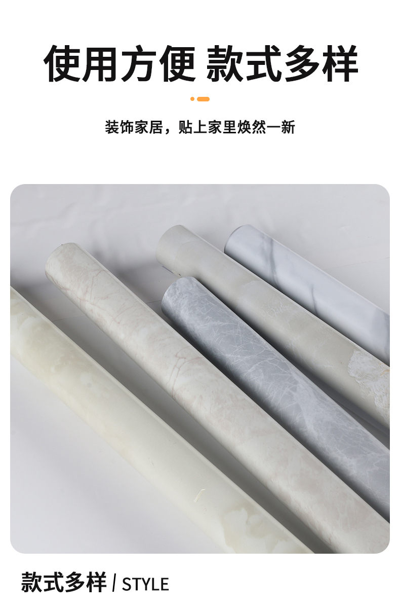 ECO White Marble Effect Wallpaper 10m Waterproof Oil Proof Wallpaper