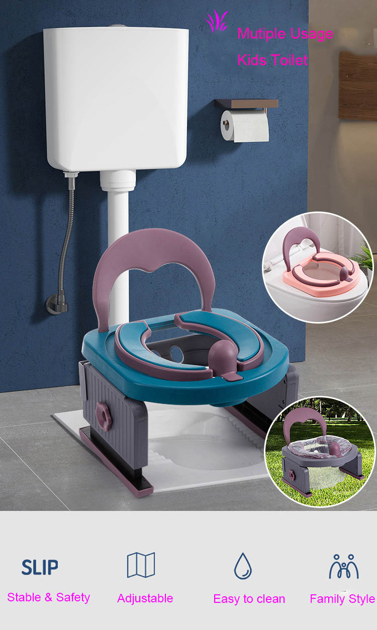 Solid Pattern Eco Friendly Baby Potty Toilet in Oriental Cherry/Sea Blue/Gray