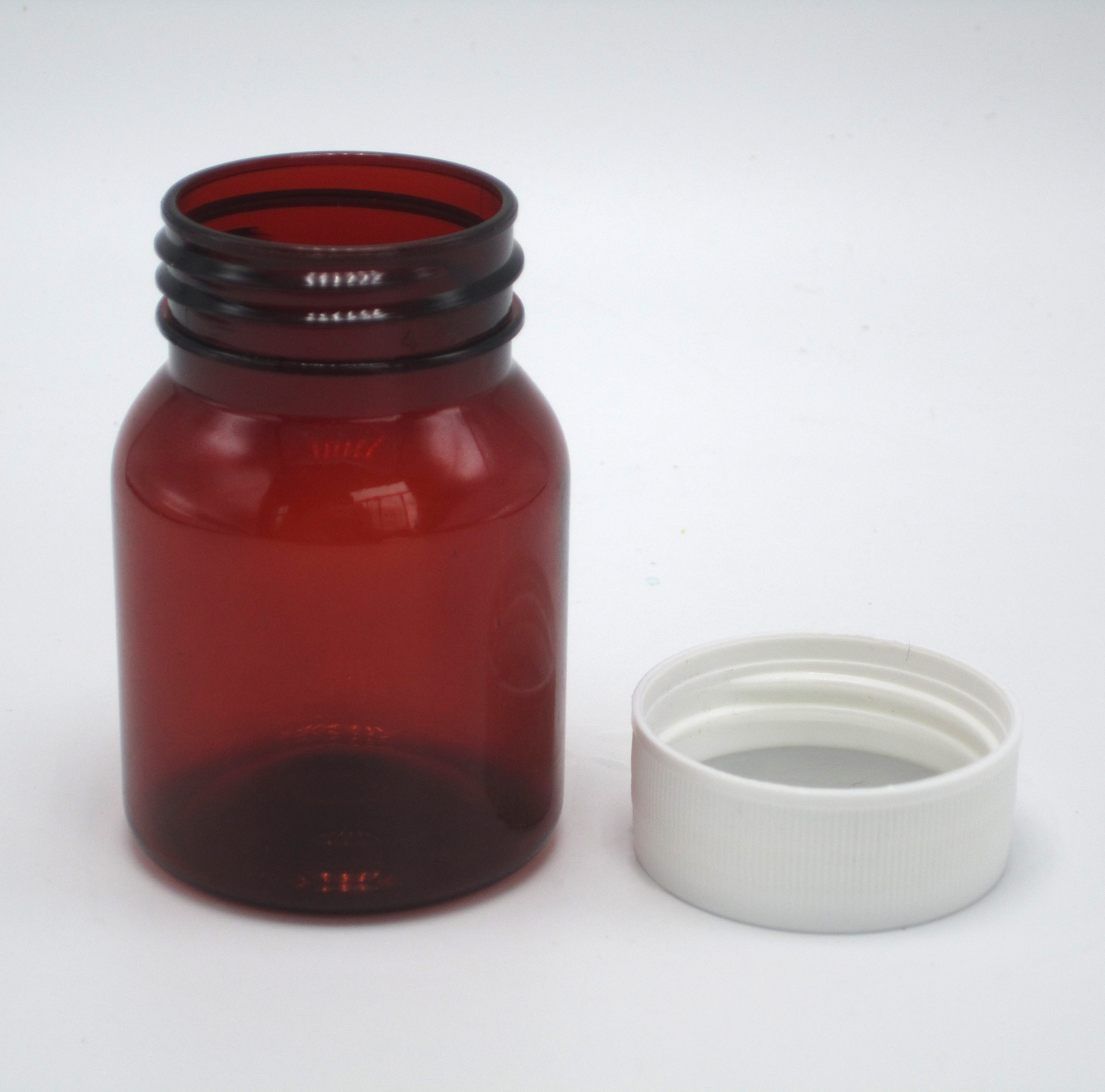 Travel Pill Packaging Jar 50ml Empty Portable Plastic Pill Bottles with White Screw Cap