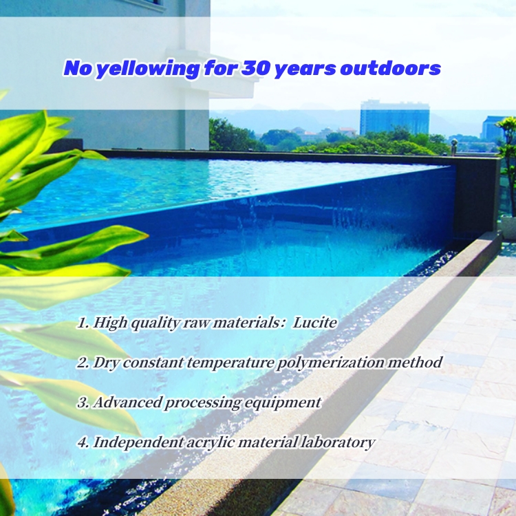 High Light Transmission Acrylic Glass Swimming Pool Wall Panels