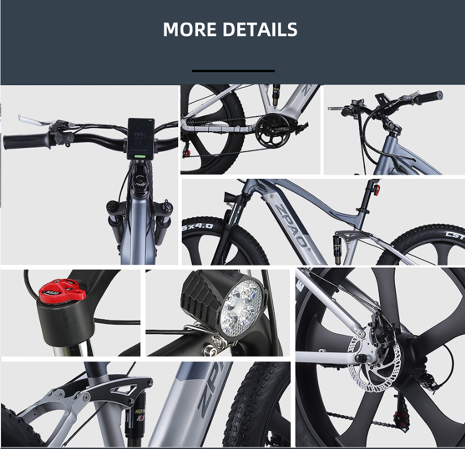 Weldless Frame Electric Fat Tire Bike Full Suspension 750W 26 Inch Fat Tire Electric Bike