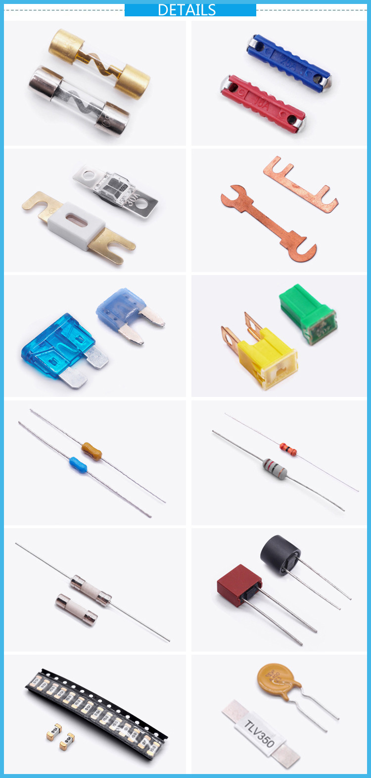 50A 32V PC Housing Car Blade Fuses Zinc Alloy Core With Overcurrent Protection