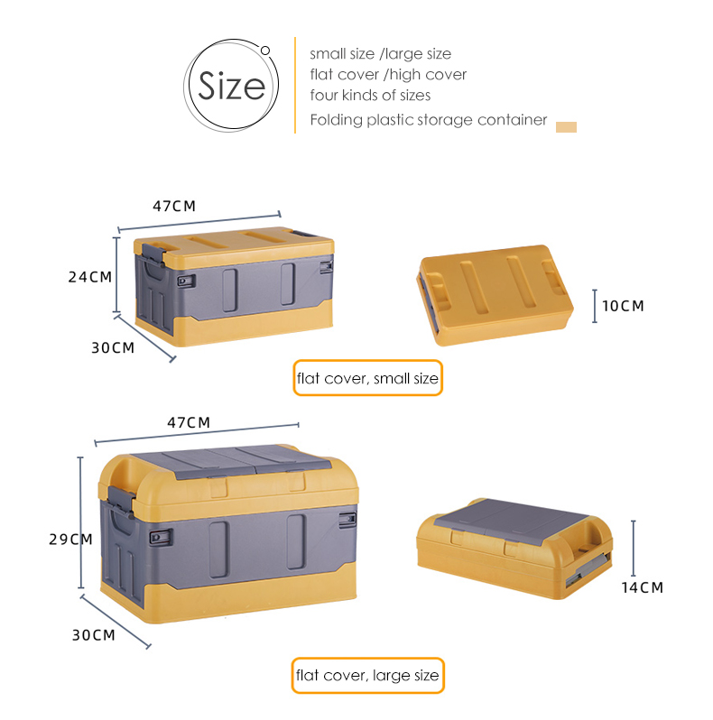 35L 60L 70L Collapsible Plastic Storage Boxes With Lids White Blue
