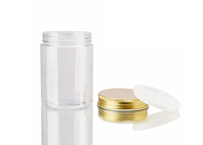 Wide Mouth Clear Plastic 250g Face Cream Jars With Gold Aluminum Lid