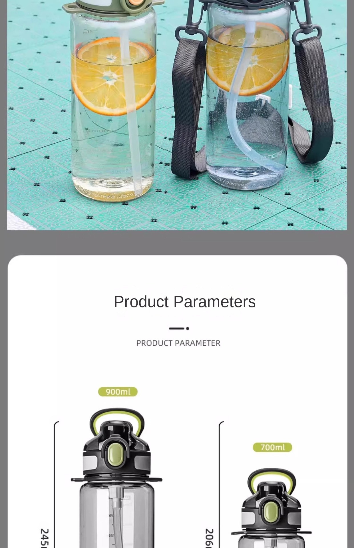 900ml 1300ml Water Bottle Large Capacity Men Portable Tritan Plastic Clear Water Bottle With Handle Double Leakproof Humanized Design