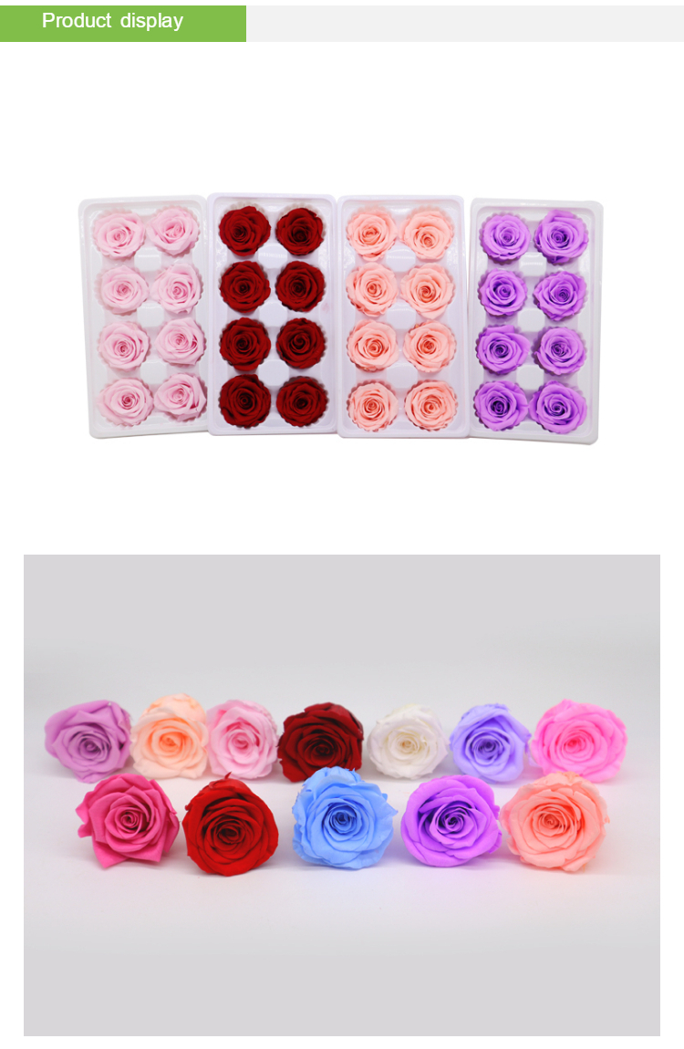 Indoor Decoration Beautiful Preserved Rose Heads Customized Color