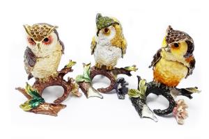  Owl enamel bird jeweled trinket box Metal Owl Bird Trinket Box for gift Manufactures
