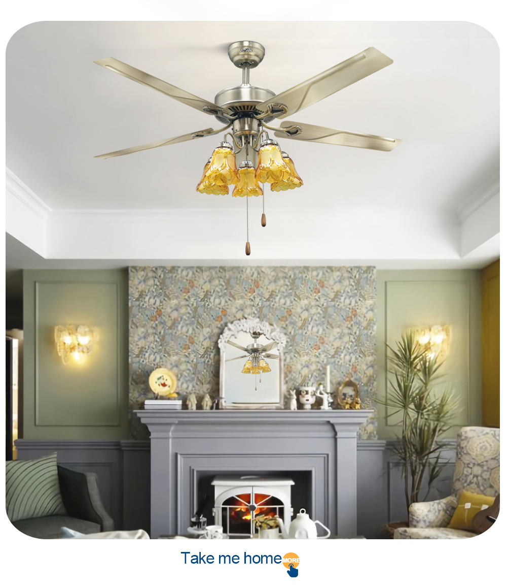 Support Dimmer 52 Inches Stainless Steel Lighting Ceiling Fan with AC Motor Pure Copper