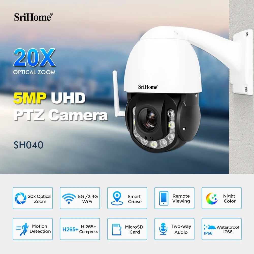 5MP 1920 20x Optical Zoom Lens 3x Digital Zoom Waterproof WIFI Camera Two-Way Audio Home Company Security Safety