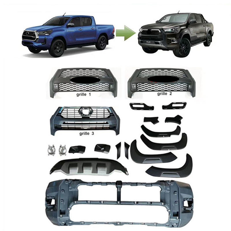 PP Car Front Rear Bumper For Toyota Hilux Revo Rocco 16-19 Upgrade To 2021
