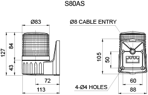 Ø80 Wall Mounting Xenon Lamp Strobe Light Qlight S80AS , Excellent Visibility from a Distance