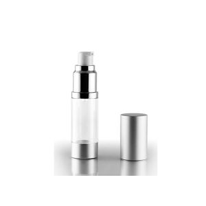 Empty Silver Airless Cosmetic Bottles Slender Styles Soap Cream Packaging