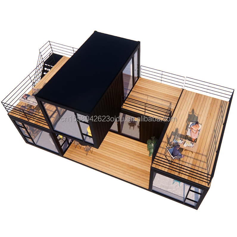 Aluminum Alloy Windows Customized 3 Modules Modular Living Container Flat Pack Prefab Home Office or Garden House Made from Steel