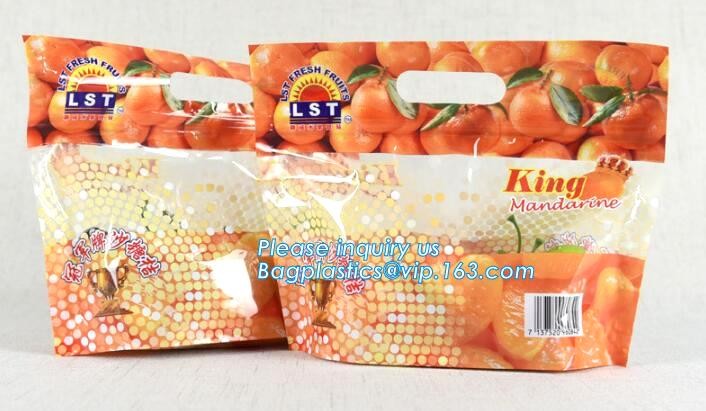 fresh fruit packaging bag holes/OPP/CPP transparent standing fresh fruit bag with holes, ziplocK slider storage bag