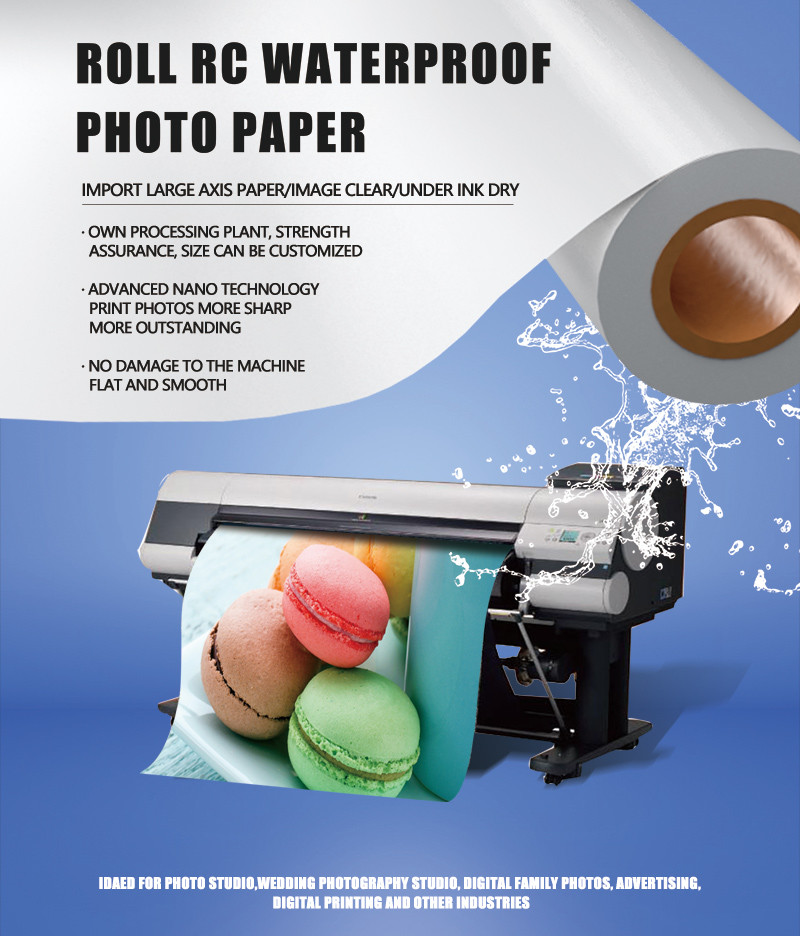 High Glossy 36 '' RC Glossy Photo Paper 260gsm With Vivid Printing Color