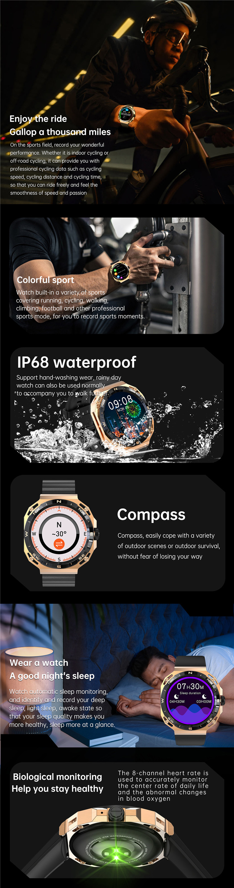2023 Sport Smartwatch for Men GT5 Smart Watch with Android OS and Sport Pedometer Function