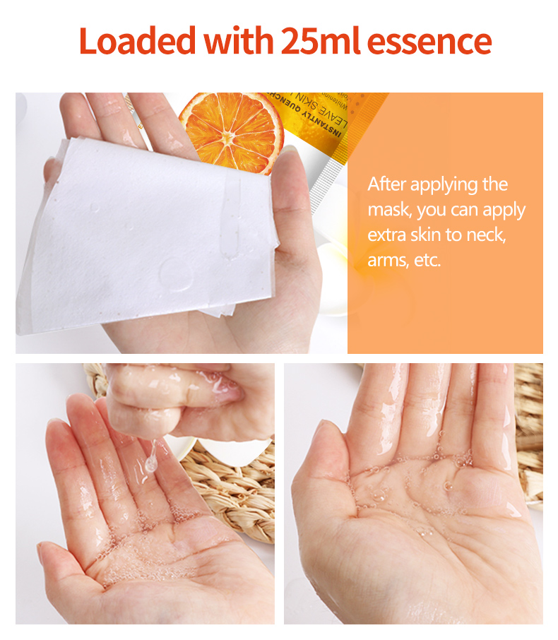 Popular Vitamin C Mask Cosmetics Factory Manufacturer Whitening Facial Mask Hydrating Natural Organic Vc Face Facial Sheet Mask