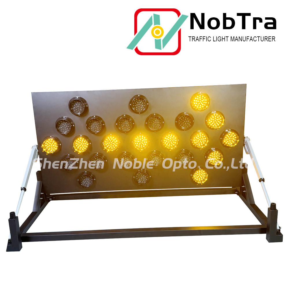 Solar Battery LED Arrow Sign Board with 25 Amber LEDs for Vehicle or Trailer Mount