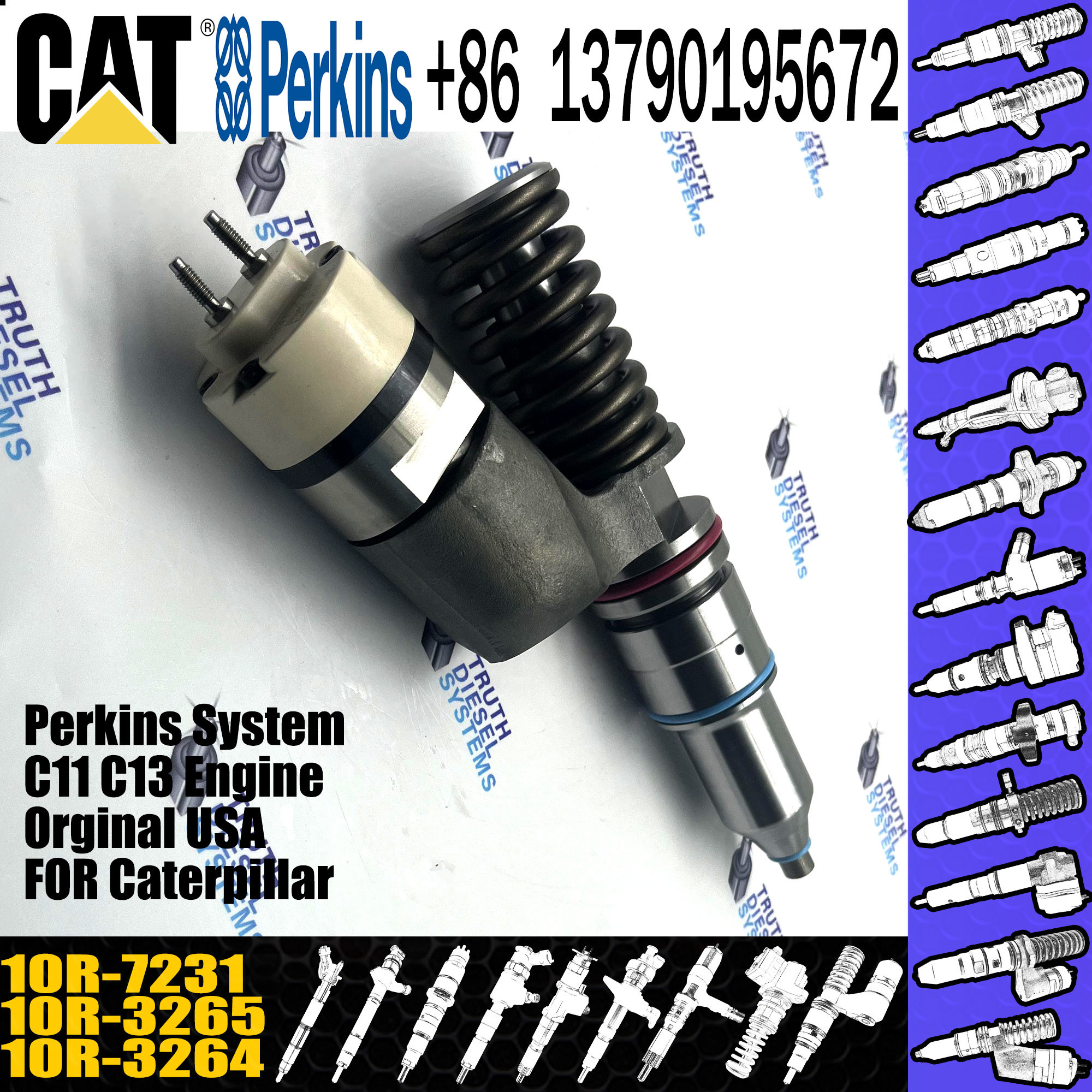 Remanufactured Parts Cat Engine Diesel Injector 20R-2284 10R-2772 10R-7231 For Caterpillar C-15 C15 C18 Fuel Injector