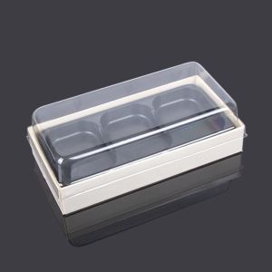  Rectangular 3 Compartment 16*8*5cm Plastic Pastry Container Manufactures