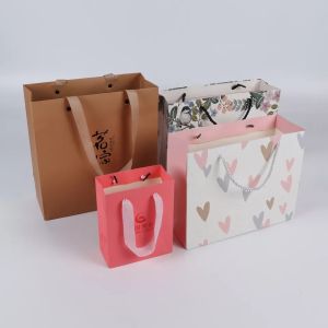 Customized Logo Printed Gift Carrier Bags Personalized Glossy Lamination