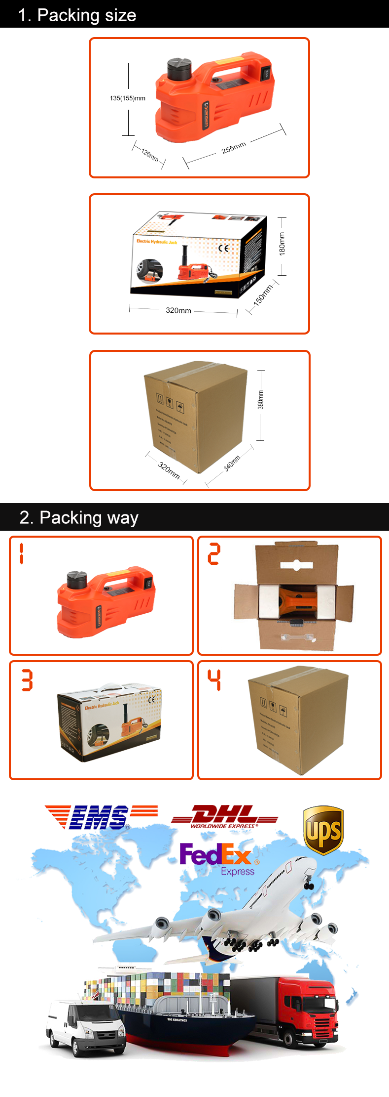 mini single functional 3 ton electric scissor jack in the box mechanism for various car