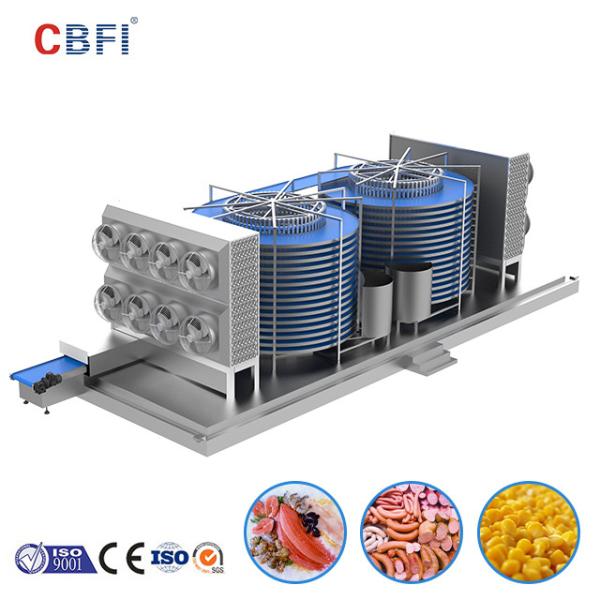 Stainless Steel Quick Double Spiral Freezer For Industrial Shock Freezing Iqf