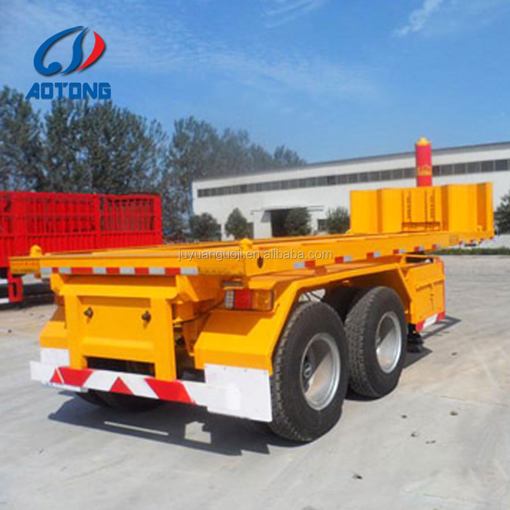 AOTONG 2 axles 20ft hydraulic lifting dump trailer/ container tipper trailer for hauling