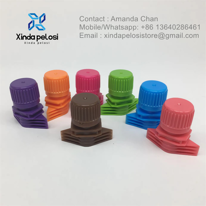 Plastic Pouches For Liquids Colorful Plastic Spout And Cap For Milk Tea Poackaging