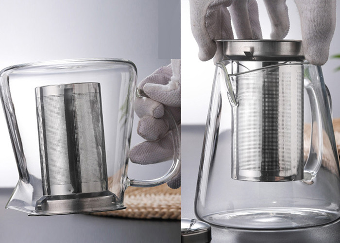 Clear Heat Resistant Glass Teapot With Infuser Round Shape Square Shape