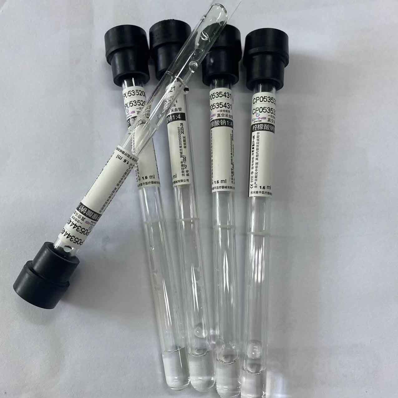 Sodium Citrate 1:4 ESR Tube Whole Blood Specimen Black Top 1.6ml