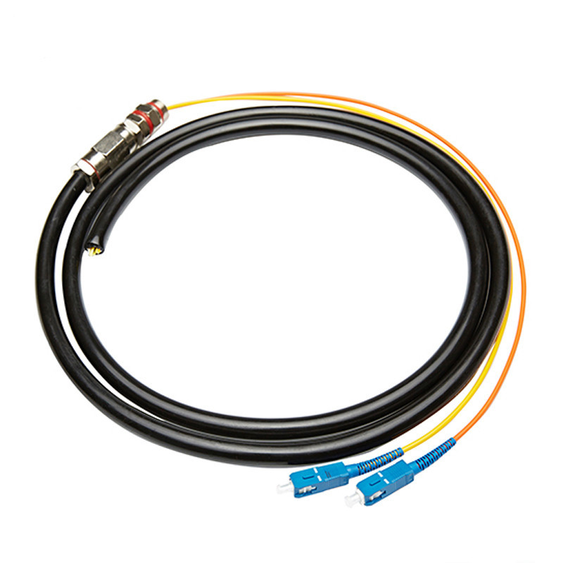 SC/FC Pigtail Fiber Optic Cable 2 Core Stainless Steel Strengthened Outdoor PE Jacketed
