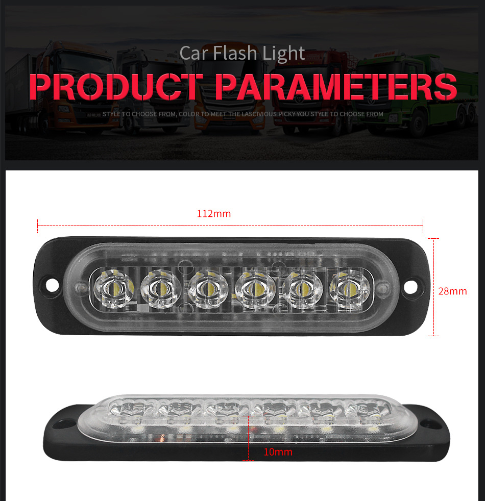 6LED Car Side Marker Lights Trucks Strobe Lamp LED Flasher Warning Lights