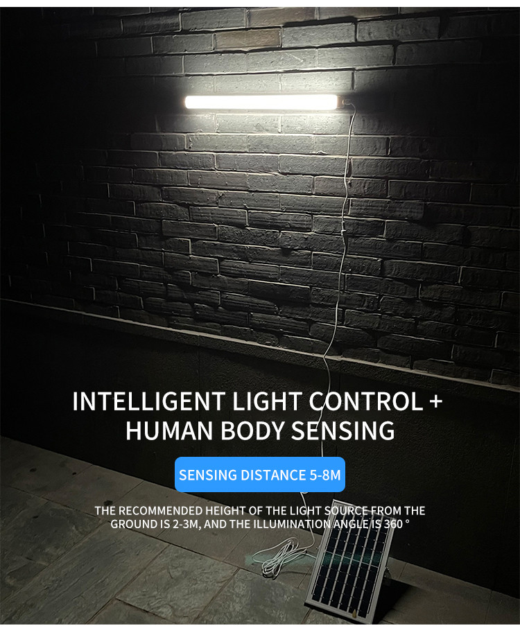 Human Body Induction 60cm Solar LED Tube Light 10w 6v Panel Outdoor