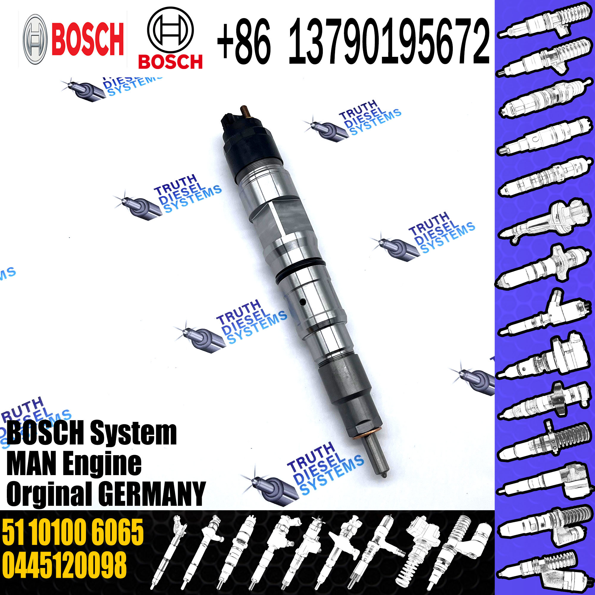 common rail injector 0445120147 0445120198 51101006085 51101006065 for MAN TGL TGM TGA Temsa diesel fuel injector
