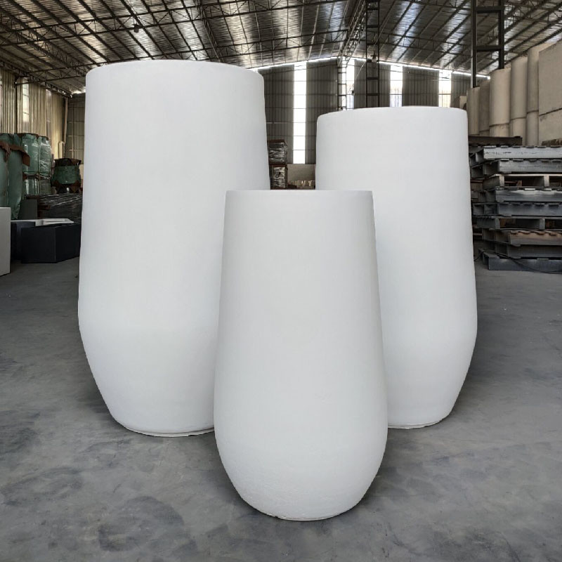 Frost Resistant Round Shape Fiber Clay Planter For Hotel