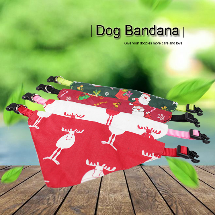 C507 Wholesale Christmas Custom Printed Personalized Diy Logo Adjustable Dog Pet Bandana Collar