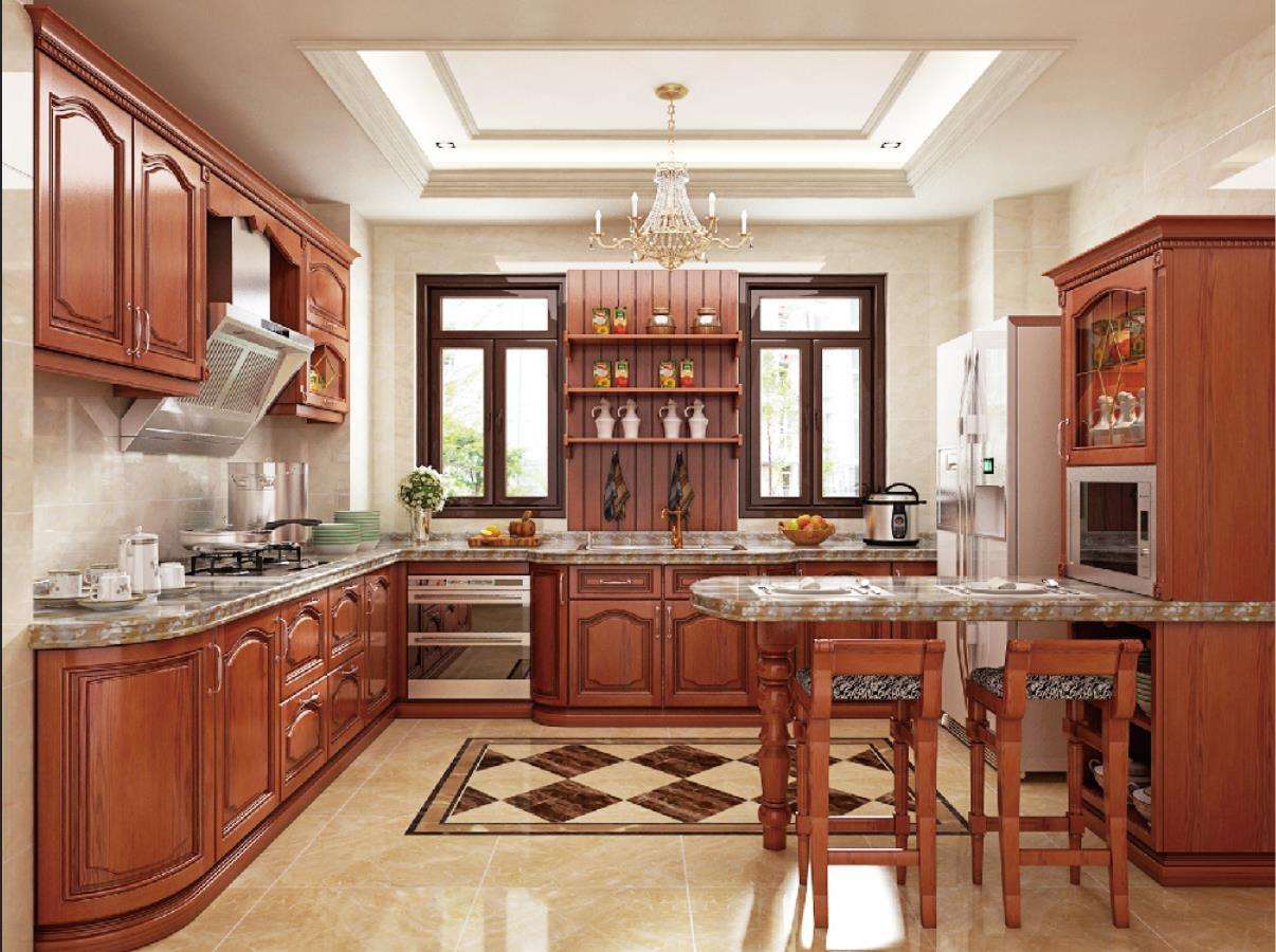 Self Assemble Wood Kitchen Furniture Waterproof Cupboard with Faucet Accessories