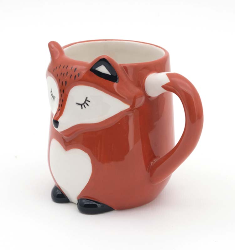 Customized Handmade 3d Fox Animal Cute Lovely Ceramic Mugs Coffee mug