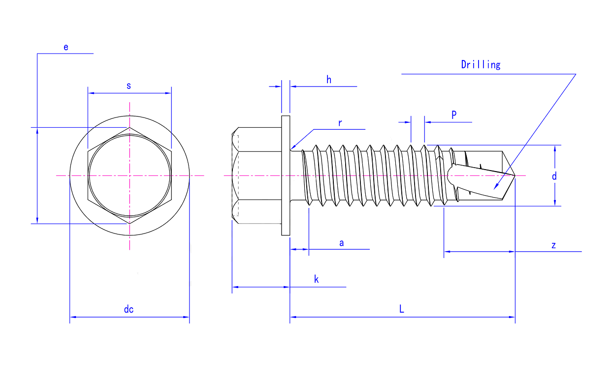 Hex Nylon Flange Head Self Drilling Steel Screw High Grade Anticorrosive Coating Surface