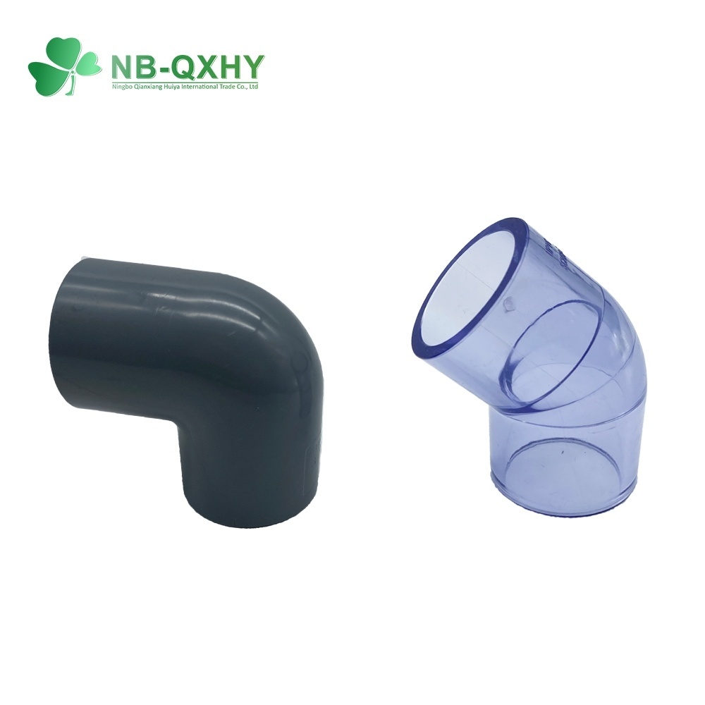 OEM UPVC PVC Plastic ASTM Sch80 Standard Elbow Transparent Clear Tee Pipe Fittings