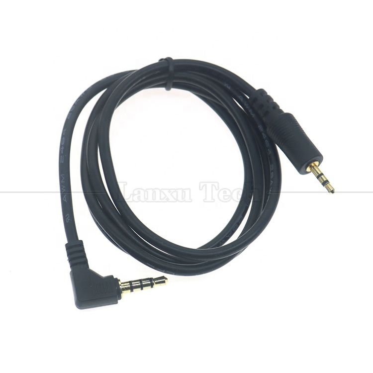2.5mm 3 Poles Jack to 90 Degree Right Angle 4 Poles 3.5mm TRRS Jack Stereo Audio Cable for TV Radio