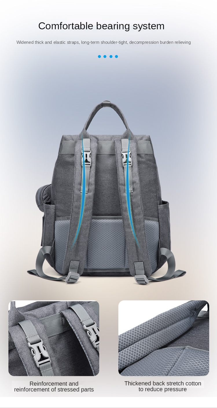 17L Polyester Cotton Foldable Diaper Bag Backpack 40*30*13CM
