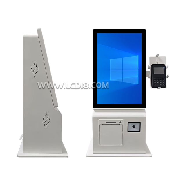 24" Self-Ordering Touch Screen Kiosk with Cash Payment, Scanner & Printer for