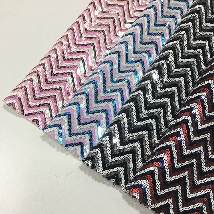 Fluorescent Colorful Glitter Sequin Fabric SGS Certificaiton 100% Polyester