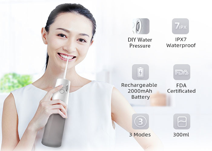 Waterproof Braces Water Flosser 3 Modes Water Pressure Teeth Cleaner