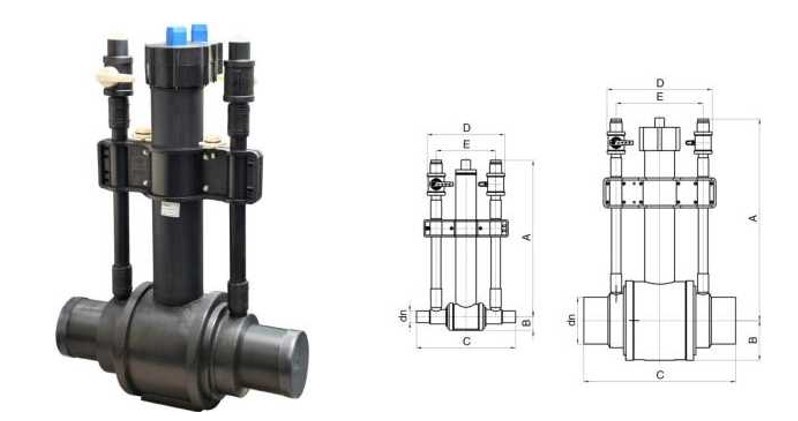 PE100 DN63-DN355 PE SDR11 Double Discharge Plastic Ball Valve