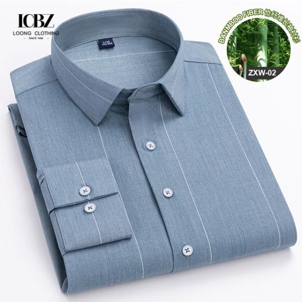 Comfortable Non-Iron Shirts LCBZ Men's Bamboo Fiber Printed Long Sleeve Casual