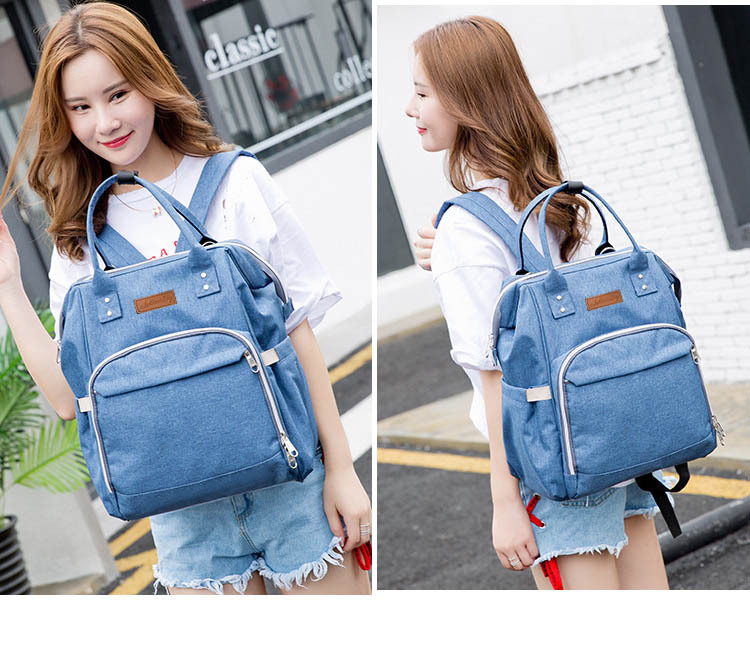 Factory Hot Sell Diaper Bag Large Capacity Mommy Maternity Nappy Backpack with USB Stroller Hooks for Baby Car